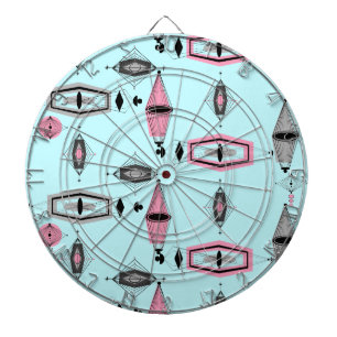 Cible de flechettes Motif rose et gris atomique