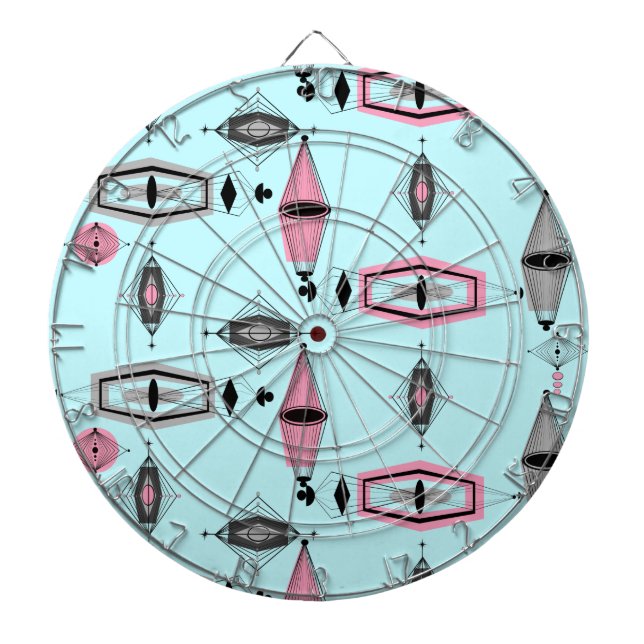Cible de flechettes Motif rose et gris atomique (Devant)