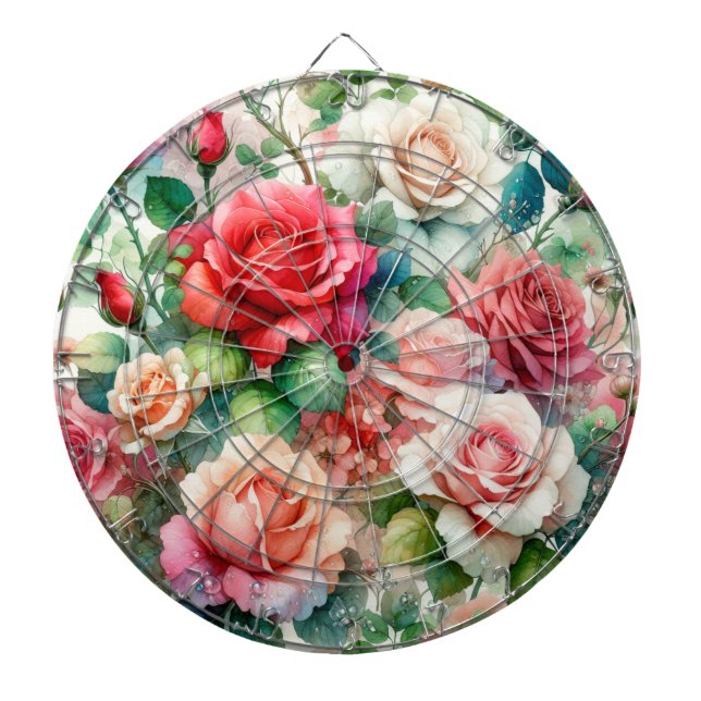 Cible De Fléchettes Motif Rose Fantaisiste (Devant)