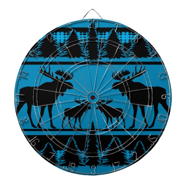 Cible De Fléchettes Motif rustique orignal bleu turquoise (Devant)