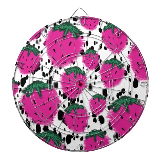 Cible De Fléchettes Motif terrazzo de fraises abstraites en mosaïque (Devant)