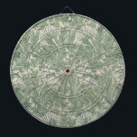 Cible De Fléchettes Motif Tulip (par William Morris)<br><div class="desc">Cette conception est basée sur un motif de papier peint créé par le designer britannique William Morris (1834-1896), qui est particulièrement connu et respecté pour son association avec le Mouvement des arts et de l'artisanat. Il montre un beau motif répétitif de larges feuilles et tulipes fleuries en vert contre un...</div>