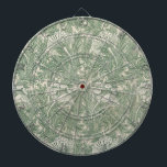 Cible De Fléchettes Motif Tulip (par William Morris)<br><div class="desc">Cette conception est basée sur un motif de papier peint créé par le designer britannique William Morris (1834-1896), qui est particulièrement connu et respecté pour son association avec le Mouvement des arts et de l'artisanat. Il montre un beau motif répétitif de larges feuilles et tulipes fleuries en vert contre un...</div>