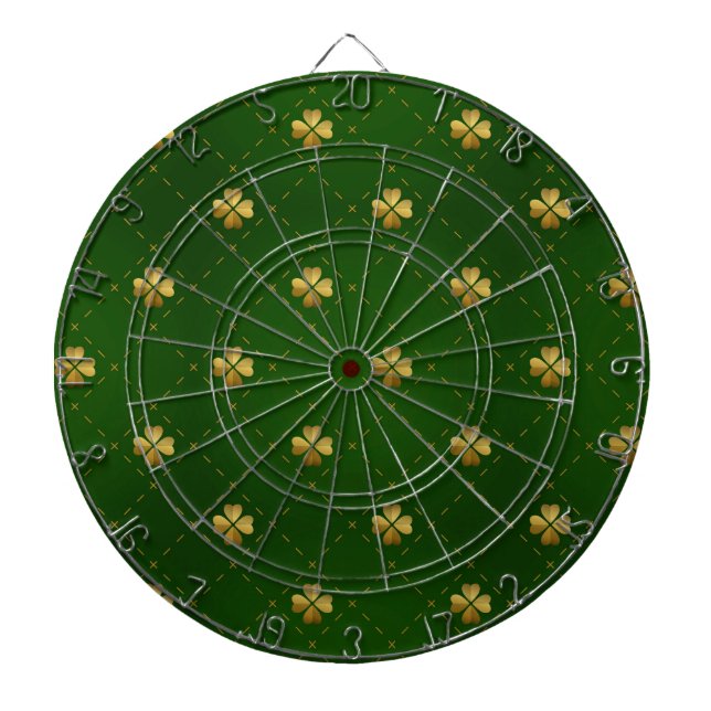 Cible De Fléchettes Motif vert d'or de trèfle (Devant)