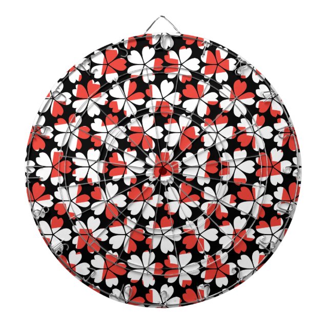 Cible De Fléchettes Motifs de fleurs blanches rouges mignons (Devant)
