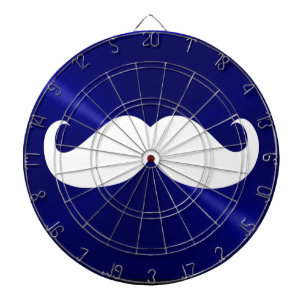 Cible De Fléchettes Moustache blanche amusante sur Arrière - plan bleu