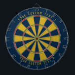 Cible De Fléchettes Mustard vert rouge et bleu personnalisé du milieu<br><div class="desc">Tableau noir avec un jeu de couleurs du milieu du siècle (bleu foncé,  rouge,  vert et jaune moutarde) avec votre texte personnalisé sur le dessus et le bas de la carte. Ajoutez-le à votre décor de maison moderne du milieu du siècle !</div>