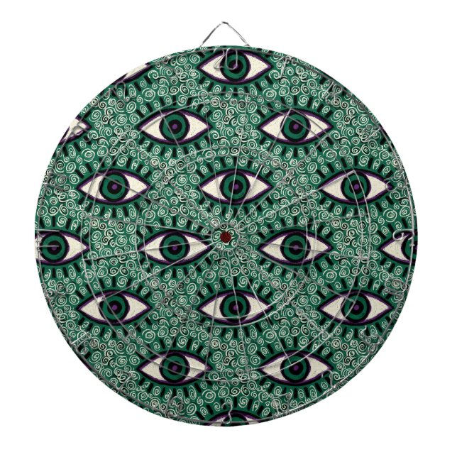 Cible De Fléchettes "Mystic Emerald Eyes" - Psychedelic Swirl Seamless (Devant)