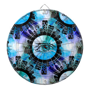 Cible De Fléchettes Mystic Urban Eye - Abstrait Cityscape en ton Cool