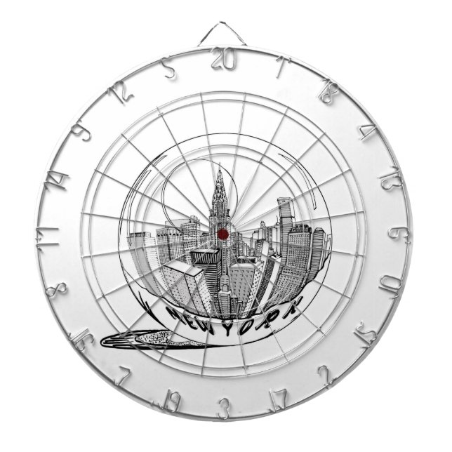 Cible De Fléchettes New York dans une boule de verre (Devant)