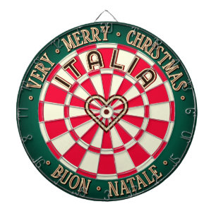 Cible De Fléchettes Noël RUSTIQUE Italie Ancien Monde Rouge Crème Vert