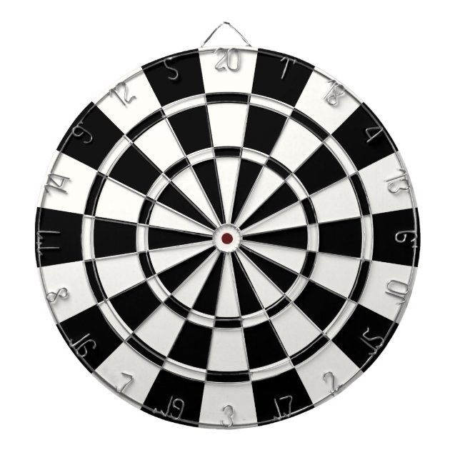 Cible De Fléchettes Noir et Blanc Moderne (Devant)