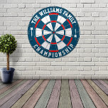 Cible De Fléchettes Nom de famille personnalisé bleu personnalisé roug<br><div class="desc">Ajoutez votre nom de famille et créez facilement votre tableau de bord de nom de famille personnalisé. Cliquez sur le bouton PERSONNALISER pour modifier la couleur du texte ou les couleurs de la carte.</div>