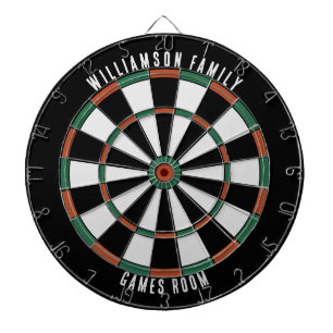 Cible De Fléchettes Nom de famille personnalisé Salle de jeux rustique