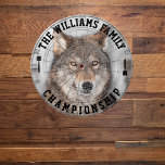 Cible De Fléchettes Nom de famille personnalisé Wolf personnalisé phot<br><div class="desc">Ajoutez votre nom de famille et créez facilement votre tableau de bord de nom de famille personnalisé. Cliquez sur le bouton PERSONNALISER pour modifier la couleur du texte.</div>