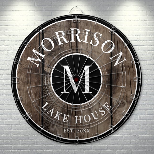 Cible De Fléchettes Nom de famille Rustic Wood (Rustic Wood Family Name Dart Board )