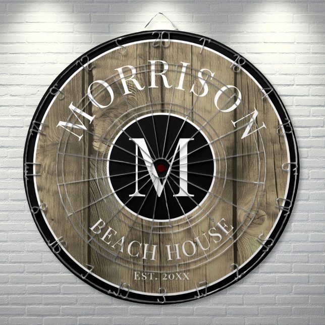 Cible De Fléchettes Nom de famille Rustic Wood (Family Name Rustic Wood Dart Board)