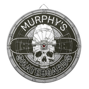 Cible De Fléchettes NOM DE Patinage Personnalisé Skull Skateboard Skat
