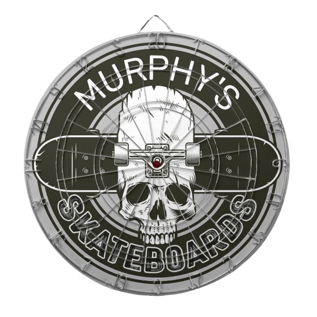 Cible De Fléchettes NOM DE Patinage Personnalisé Skull Skateboard Skat (Devant)