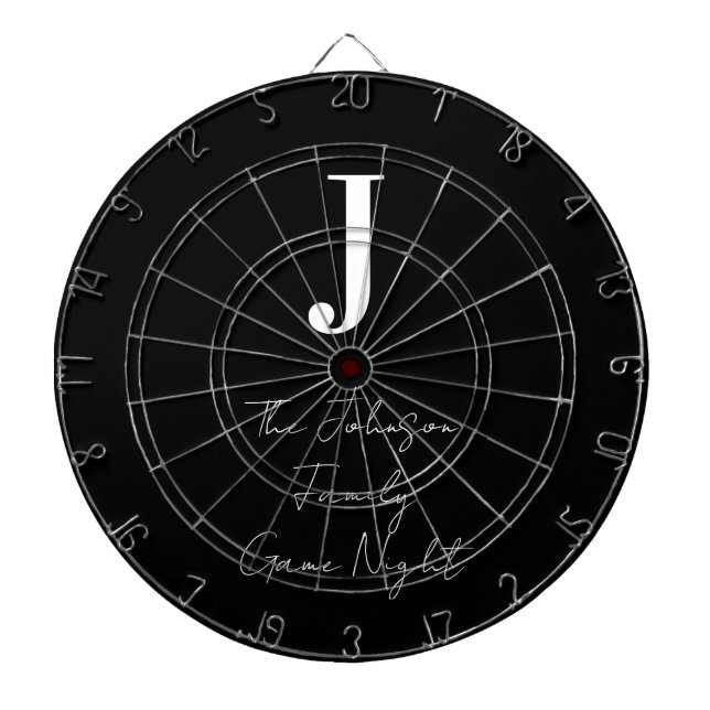 Cible De Fléchettes Nom du monogramme Famille noire et blanche Jeu Nui (Devant)