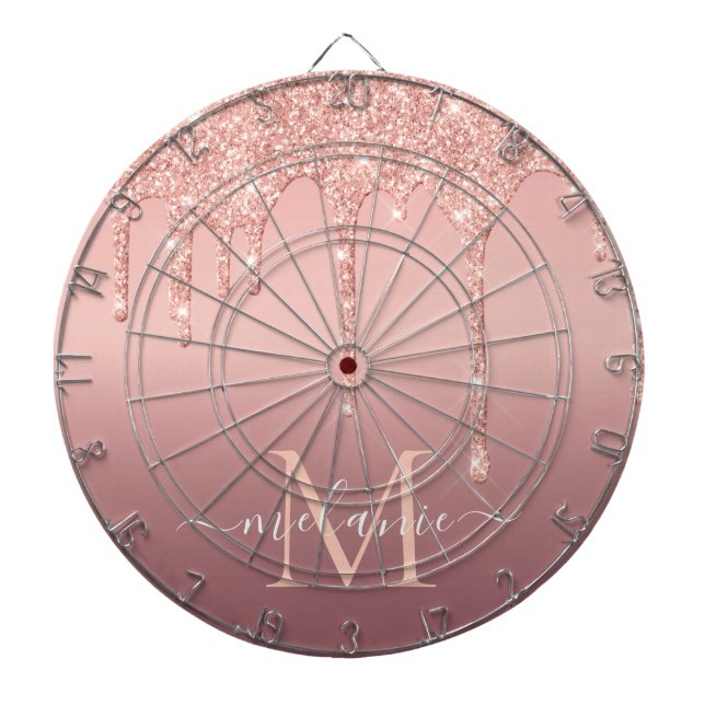 Cible De Fléchettes Nom du monogramme Rose texte Parties scintillant d (Devant)