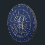 Cible De Fléchettes Nom initial de l'élégante marine et du monogramme<br><div class="desc">Elégant Marine et or Monogramme Nom initial Cible de flechettes personnalisée</div>