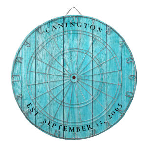 Cible De Fléchettes Nom personnalisé et date Mariage Turquoise