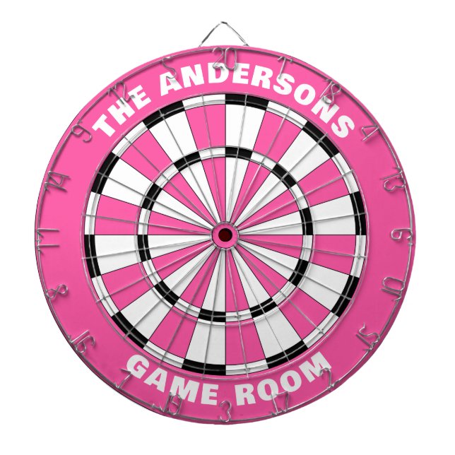 Cible De Fléchettes Nom personnalisé Filles Pink Black Dartboard (Devant)