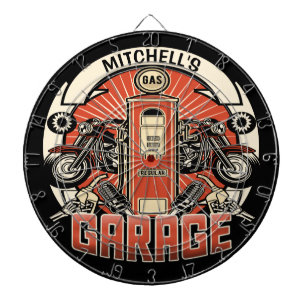Cible De Fléchettes Nom personnalisé Garage pour motocyclette à pomp