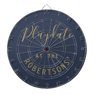 Cible De Fléchettes Nom personnalisé Navy Gold Playdate Script Minimal