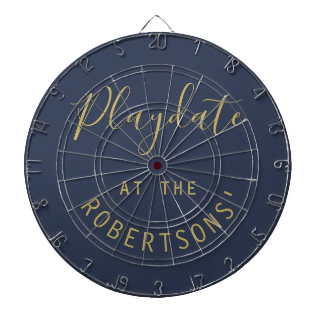 Cible De Fléchettes Nom personnalisé Navy Gold Playdate Script Minimal (Devant)