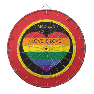 Cible De Fléchettes Nom personnalisé Rainbow Heart