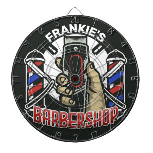 Cible De Fléchettes Nom personnalisé Retro Barber Shop Pole Barbersho