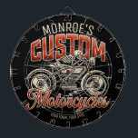 Cible De Fléchettes Nom personnalisé Skeleton Motorcycle Boutique<br><div class="desc">NOM personnalisé Skull Skeleton Vintage Motorcycle Speed Racer Shop Design - Personnaliser avec votre nom ou texte personnalisé!</div>