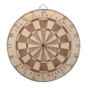 Cible De Fléchettes Nom rustique Message Brown Wood Classic