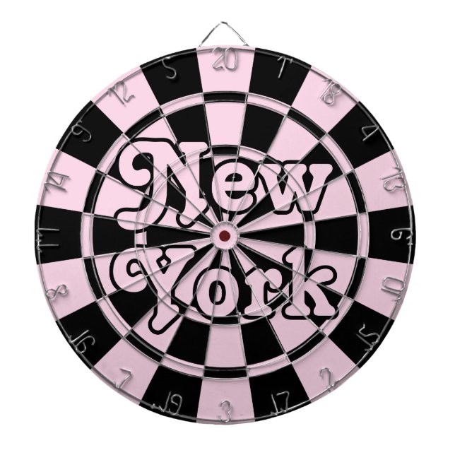 Cible De Fléchettes NOUVELLE-YORK Rétro Moderne Rose Clair et Noir (Devant)