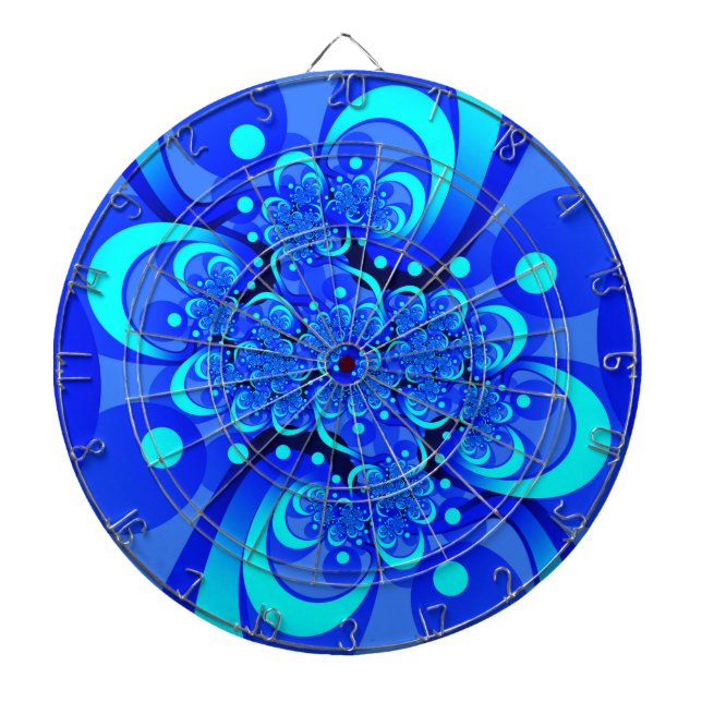 Cible De Fléchettes Nuances de bleu Art fractal abstrait moderne (Devant)