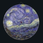 Cible De Fléchettes Nuit étoilée par Vincent van Gogh<br><div class="desc">Starry Night by Vincent van Gogh est un post impressionnisme d'art vintage paysage de paysages avec vue sur Saint Rémy, France depuis l'asile de van Gogh. Le ciel nocturne tourbillonne de nuages avec une lune brillante et des étoiles brillantes au-dessus du village pittoresque. Starry Night est probablement le tableau le...</div>