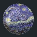Cible De Fléchettes Nuit étoilée par Vincent van Gogh<br><div class="desc">Starry Night by Vincent van Gogh est un post impressionnisme d'art vintage paysage de paysages avec vue sur Saint Rémy, France depuis l'asile de van Gogh. Le ciel nocturne tourbillonne de nuages avec une lune brillante et des étoiles brillantes au-dessus du village pittoresque. Starry Night est probablement le tableau le...</div>