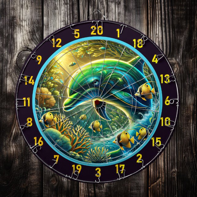 Cible De Fléchettes Ocean Vibes Dolphin Dartboard Charme (Créateur téléchargé)