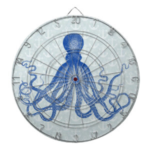 Cible De Fléchettes Octopus bleu vintage avec Ancres