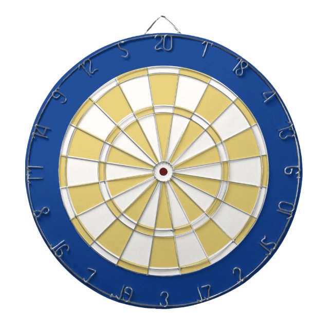 Cible de flechettes : Or blanc et vieil, et bleu (Devant)