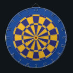 Cible de flechettes : Or, marine, et bleu<br><div class="desc">Or,  marine,  et jeu de Cible de flechettes coloré par bleu comprenant 6 dards en laiton</div>