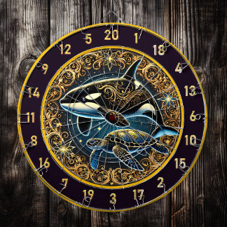 Cible De Fléchettes Orca et tortue Dartboard Wall Centerpiece