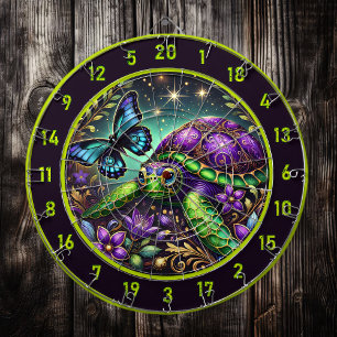 Cible De Fléchettes Ornate Turtle Butterfly Cosmic Lodge Art