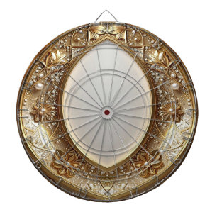Cible de fléchettes ornée dorée