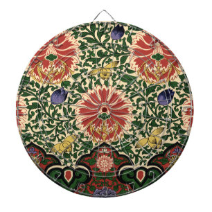 Cible De Fléchettes Owen Jones Chinoiserie Rouge Lotus Floral Art Desi
