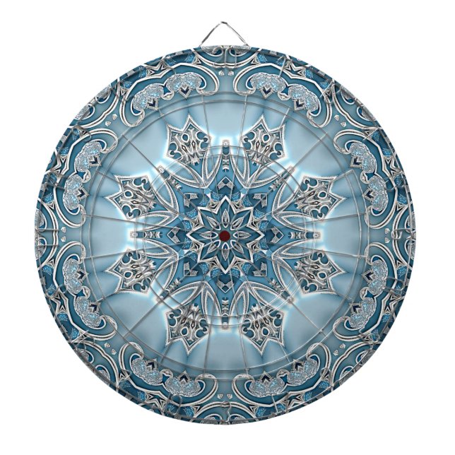 Cible De Fléchettes Panneau arrière Floral Orné Bleu (Devant)