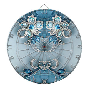 Cible De Fléchettes Panneau arrière Floral Orné Bleu