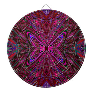 Cible De Fléchettes Papillon Abstrait Bleu, Rouge et Rose Tripant